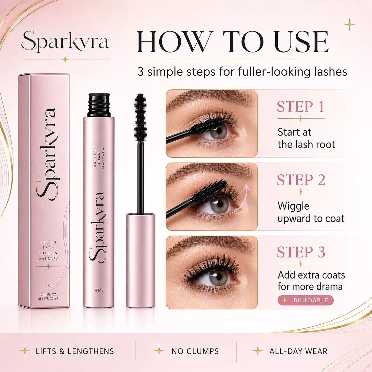 SPARKVRA™ Lash Growth Mascara – Clump-Free Volume, Longer-Looking Lift & Lash Conditioning Care
