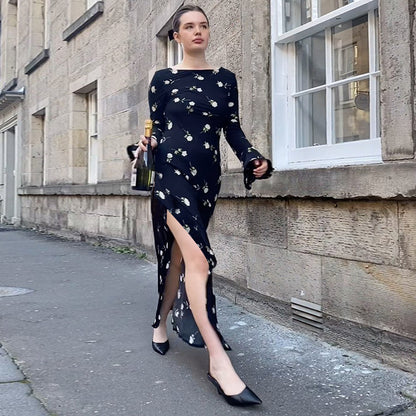 Sexy backless flared sleeve dress for women