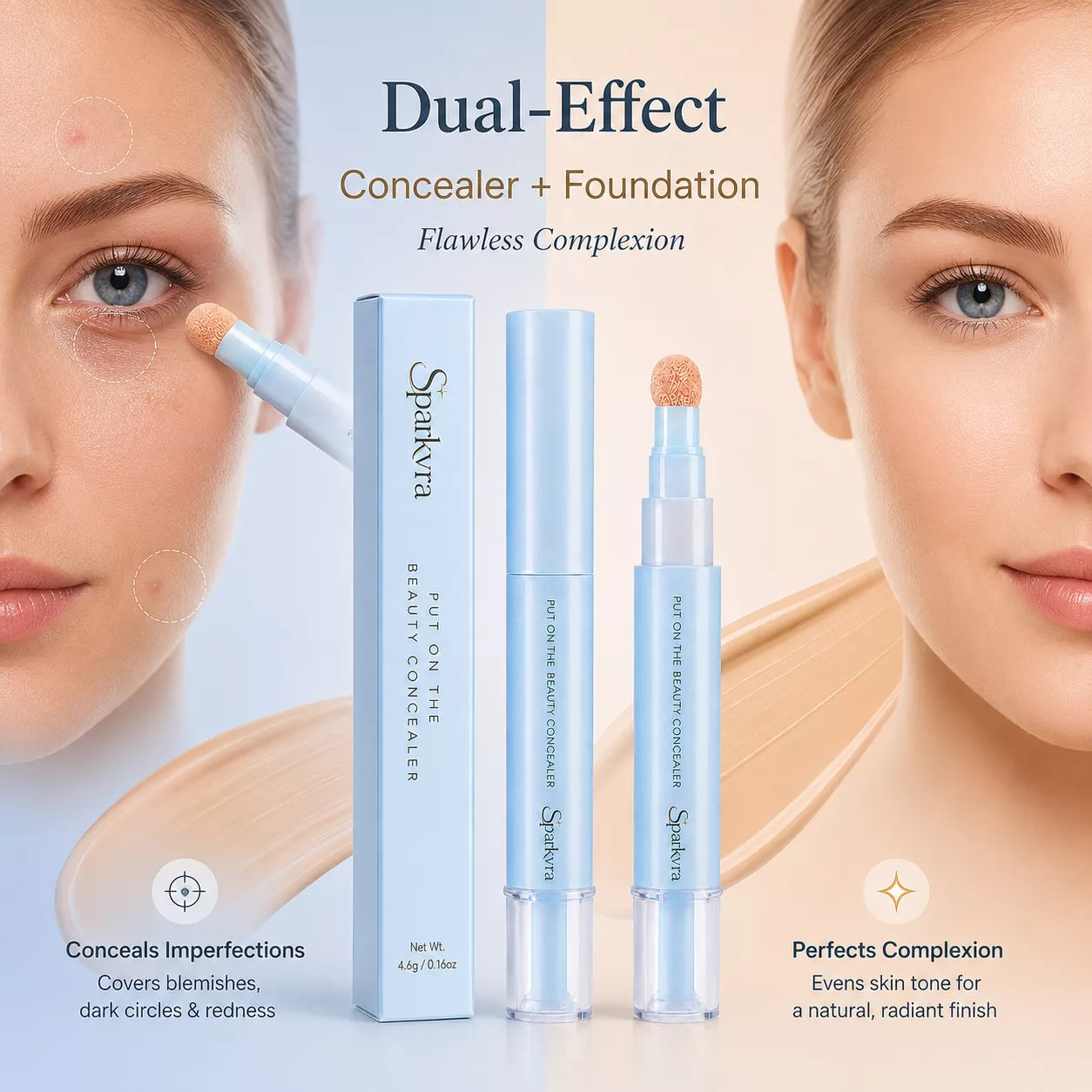 SPARKARV™ 2-in-1 Concealer Pen – Cover Age Spots, Dark Circles & Dull Skin Naturally