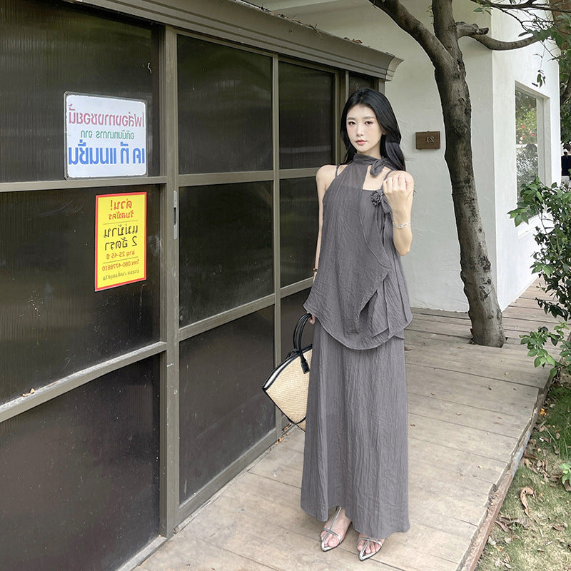 Hanging neck suspender summer beach vacation lazy dress