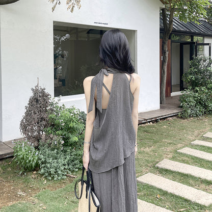 Hanging neck suspender summer beach vacation lazy dress