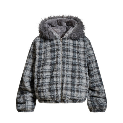 Retro Men's Cotton Coat with Detachable Hooded Fur Collar, Loose Fit Outerwear Jacket