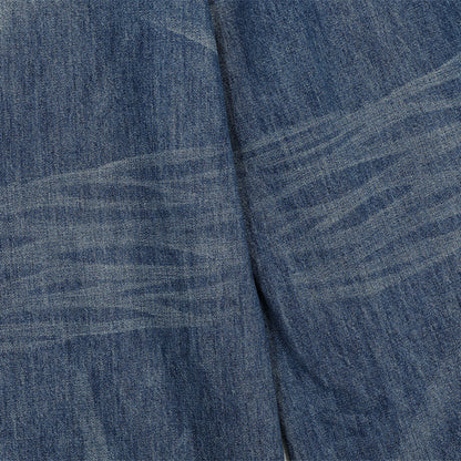 Vintage Men's Jeans, Distressed Patchwork Knife Cut Pants, Casual Loose Fit, Men's Bottoms