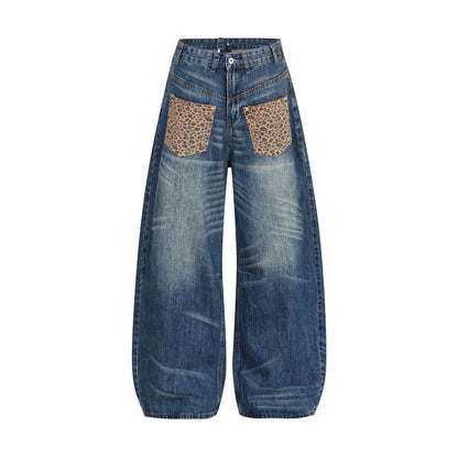 Vintage Men's Jeans, Distressed Patchwork Knife Cut Pants, Casual Loose Fit, Men's Bottoms