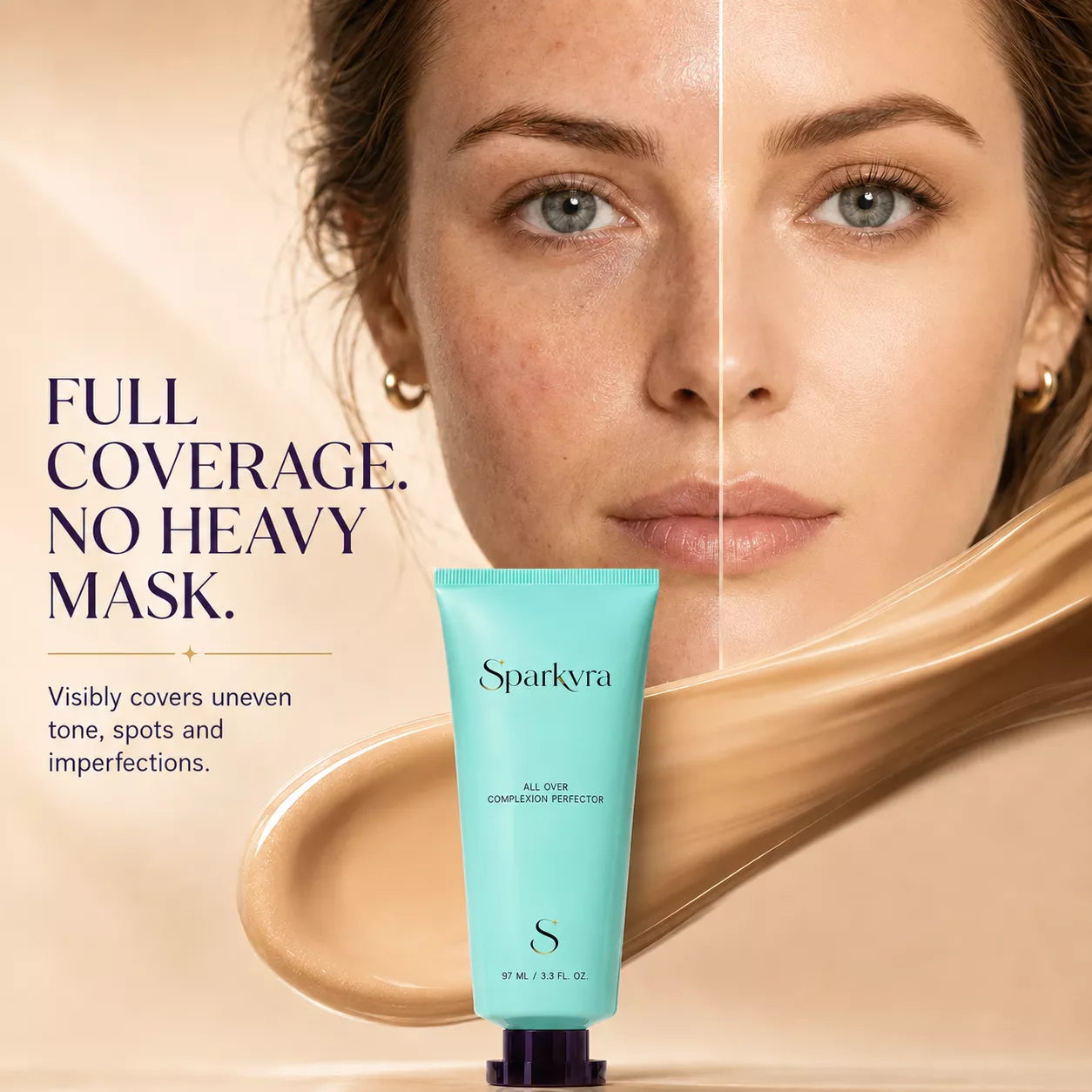 SPARKRAV™ Full Coverage Skin Perfector – Lightweight, Hydrating & Waterproof