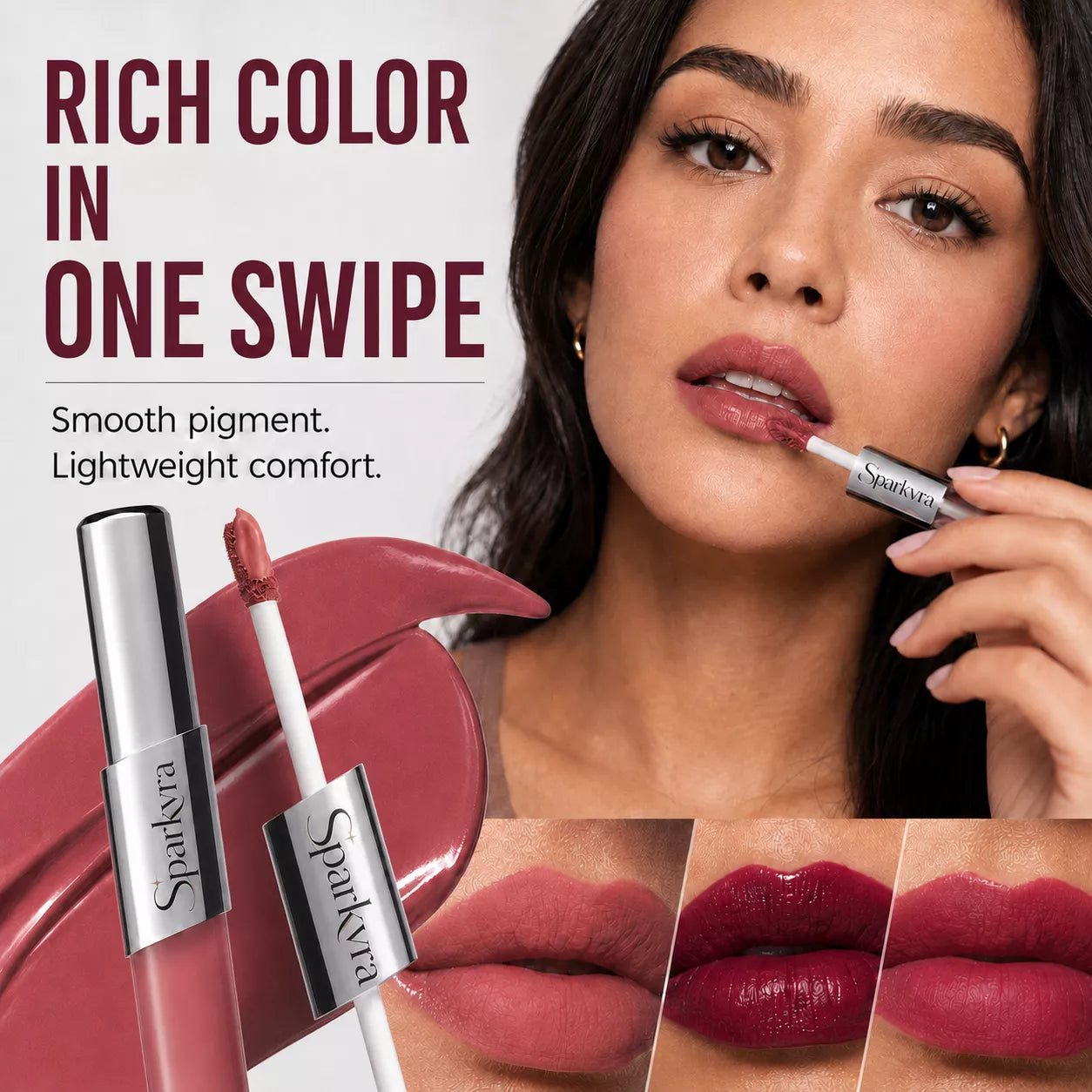 SPARKVRA™ 2-in-1Matte & Gloss Lip Duo Glassy Shine. All-Day Comfort