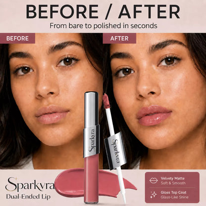SPARKVRA™ 2-in-1Matte & Gloss Lip Duo Glassy Shine. All-Day Comfort